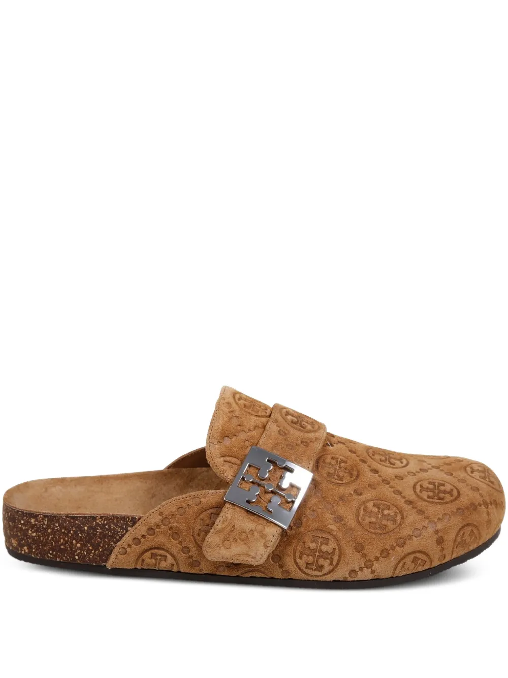 Tory Burch Mellow slippers met gesp en logo-reliëf Bruin