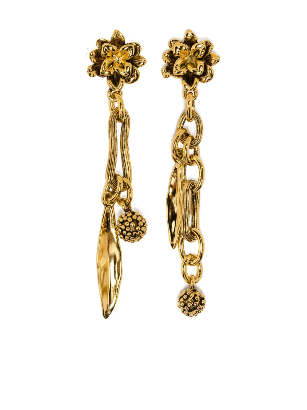 Aurelie Bidermann Anthos Leaf-sphere Earrings In Gold