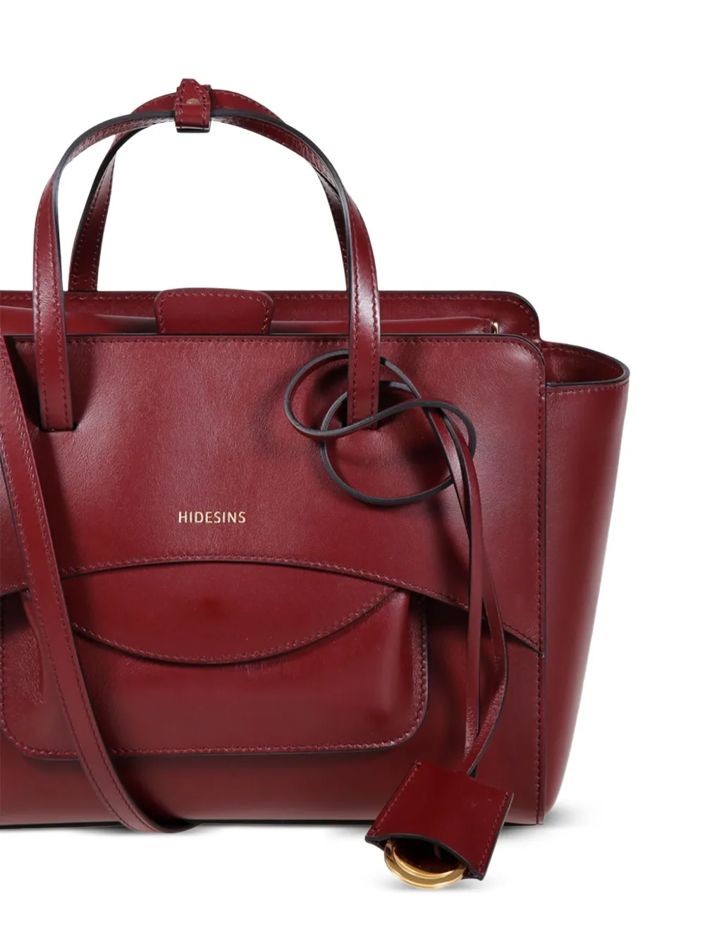 Hidesins Flap Leather Tote Bag In Red