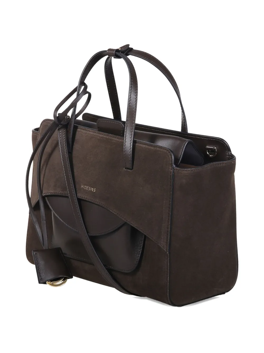 Hidesins Medium Flap Suede Tote Bag In Brown