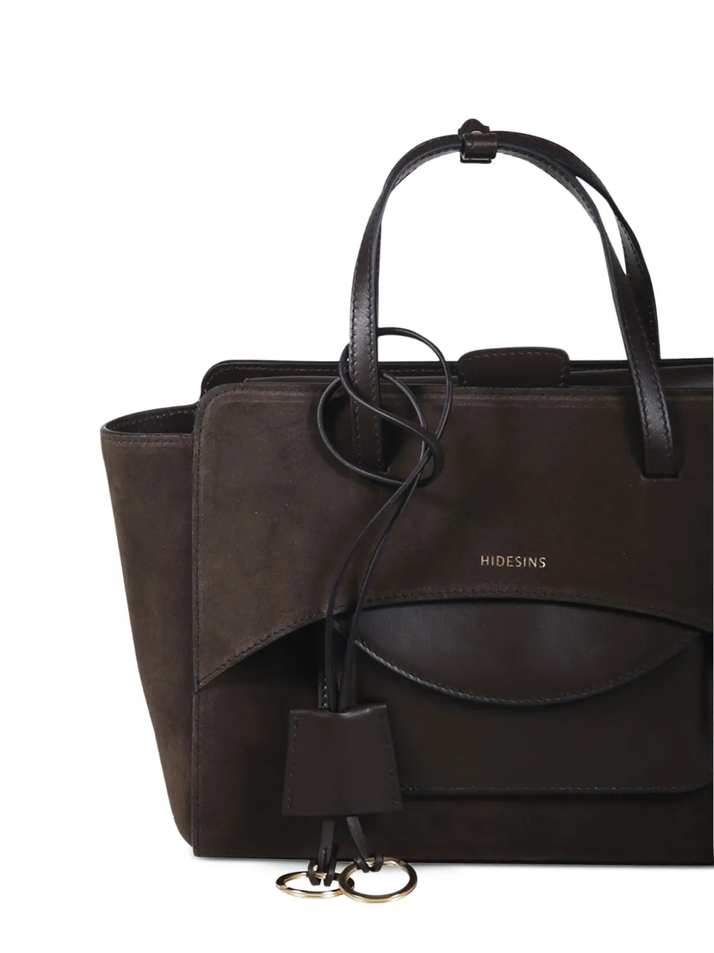 Hidesins Medium Flap Suede Tote Bag In Brown