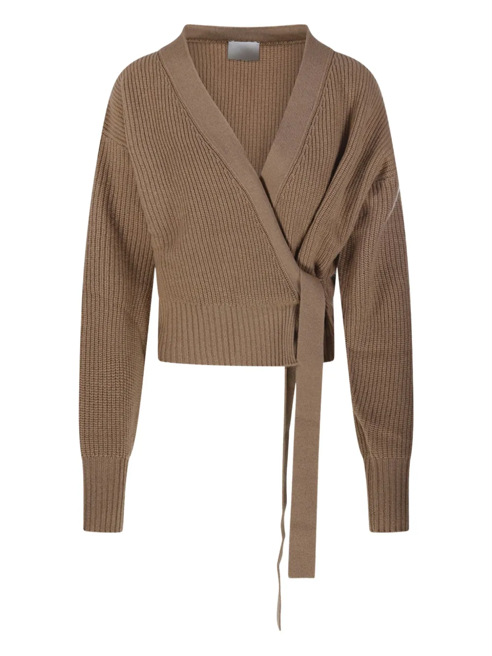 Allude wrap-front ribbed cardigan | Brown | Image 1