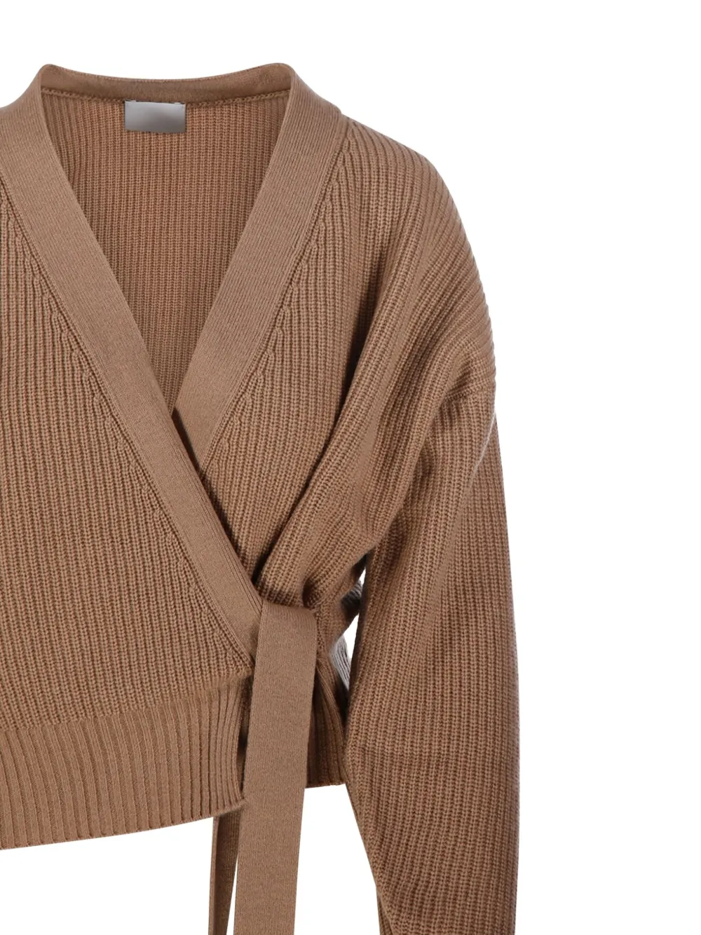 Allude Wrap-front Ribbed Cardigan In Brown