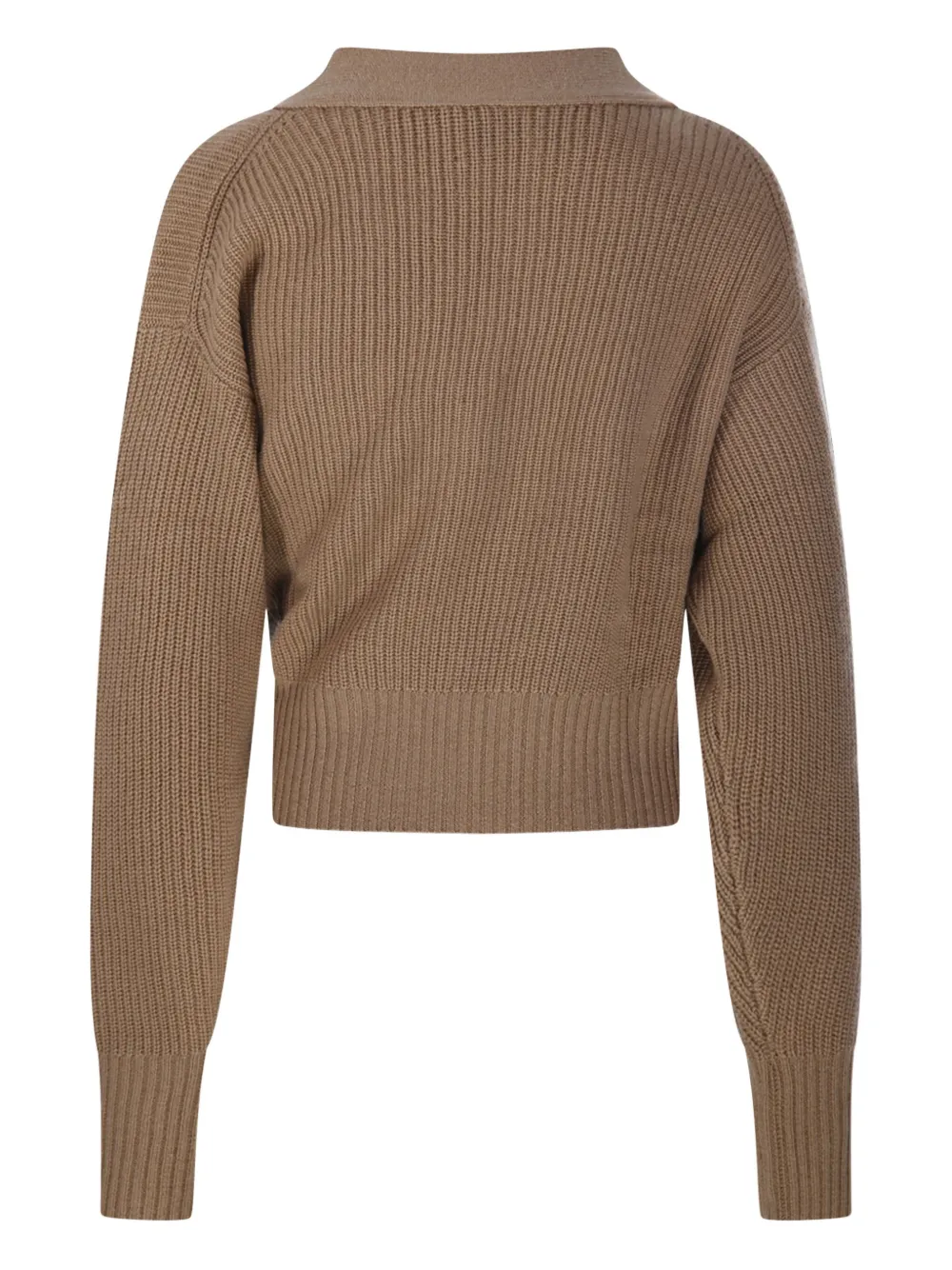 Allude Wrap-front Ribbed Cardigan In Brown