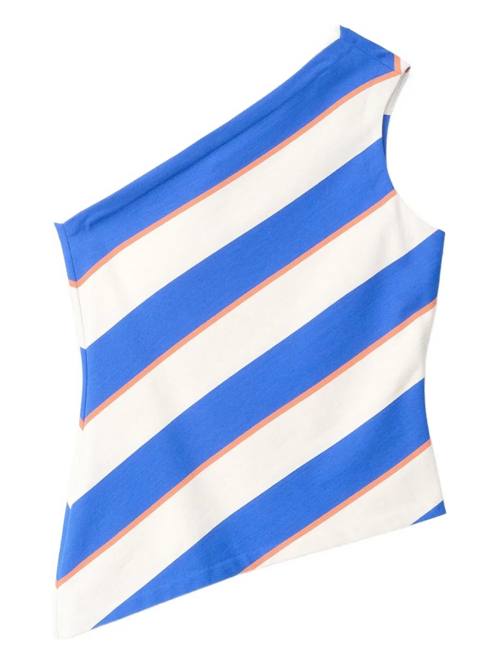 Staud Esme Diagonal-stripe One-shoulder Blouse In Blue