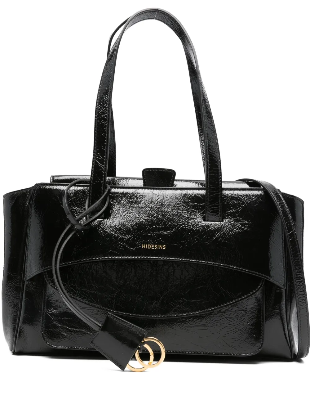 Hidesins Small Flap Patent-leather Shoulder Bag In Black