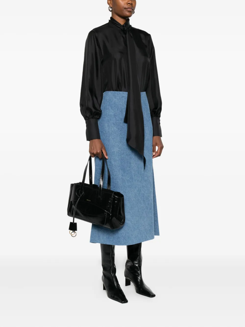 HIDESINS small Flap patent-leather shoulder bag - Zwart
