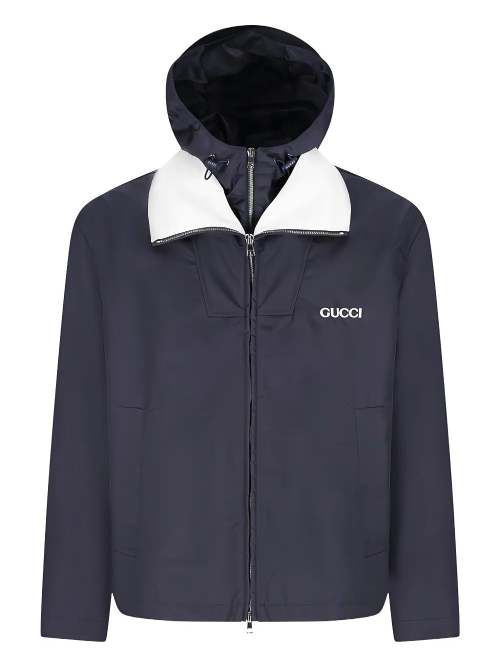 Gucci attached hood logo-detail jacket | Blue | Image 1
