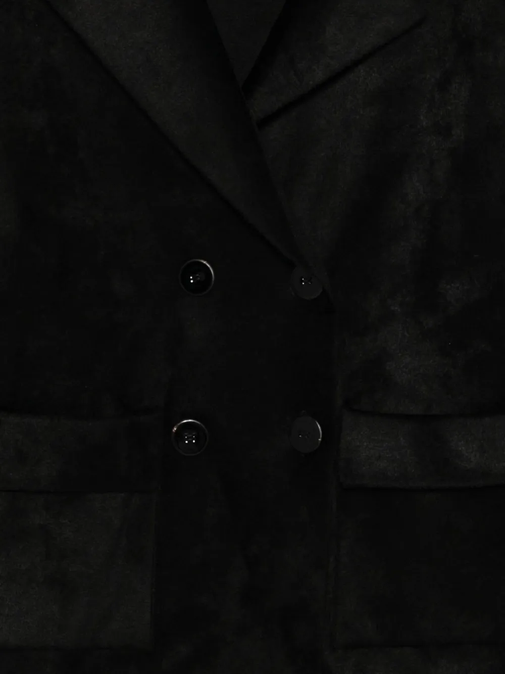 D Exterior Double-breasted Patch-pocket Blazer In Black
