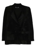 D.Exterior double-breasted patch-pocket blazer - Black
