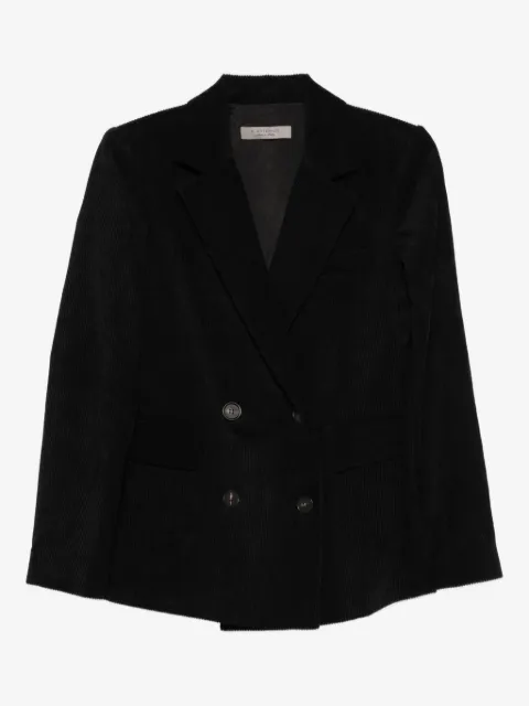 D.Exterior corduroy double-breasted blazer