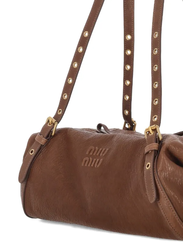Miu Miu Leather Eyeleted Tote Bag | Brown | FARFETCH
