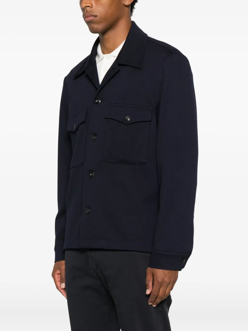  Officina 36 Button-down Flap-pocket Jacket - Blue 