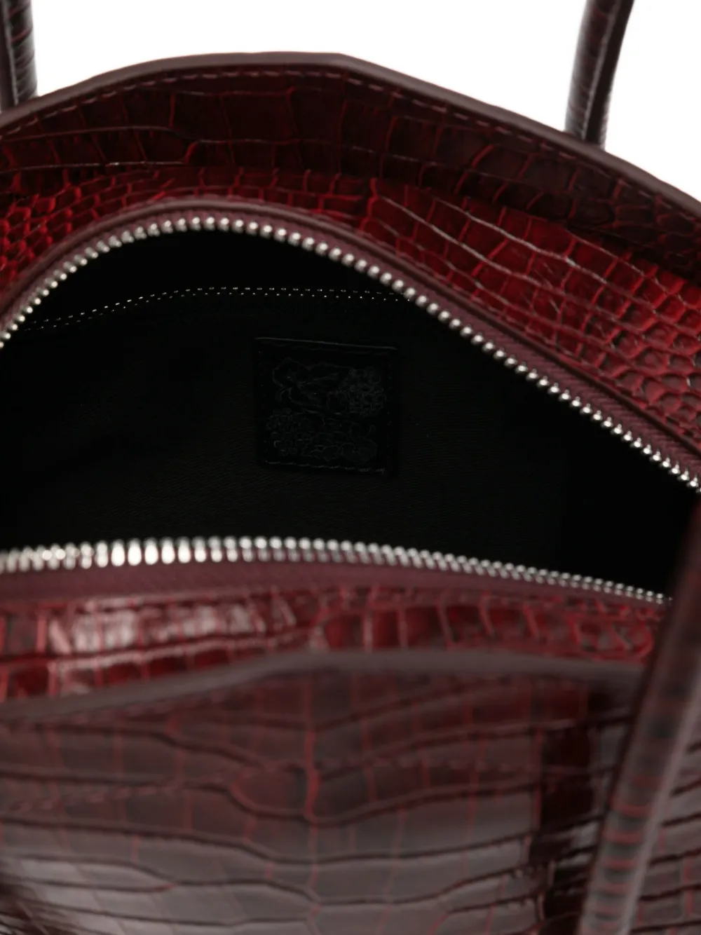 Federico Cina La Bauletto Crocodile-effect Zip-top Shoulder Bag In Burgundy