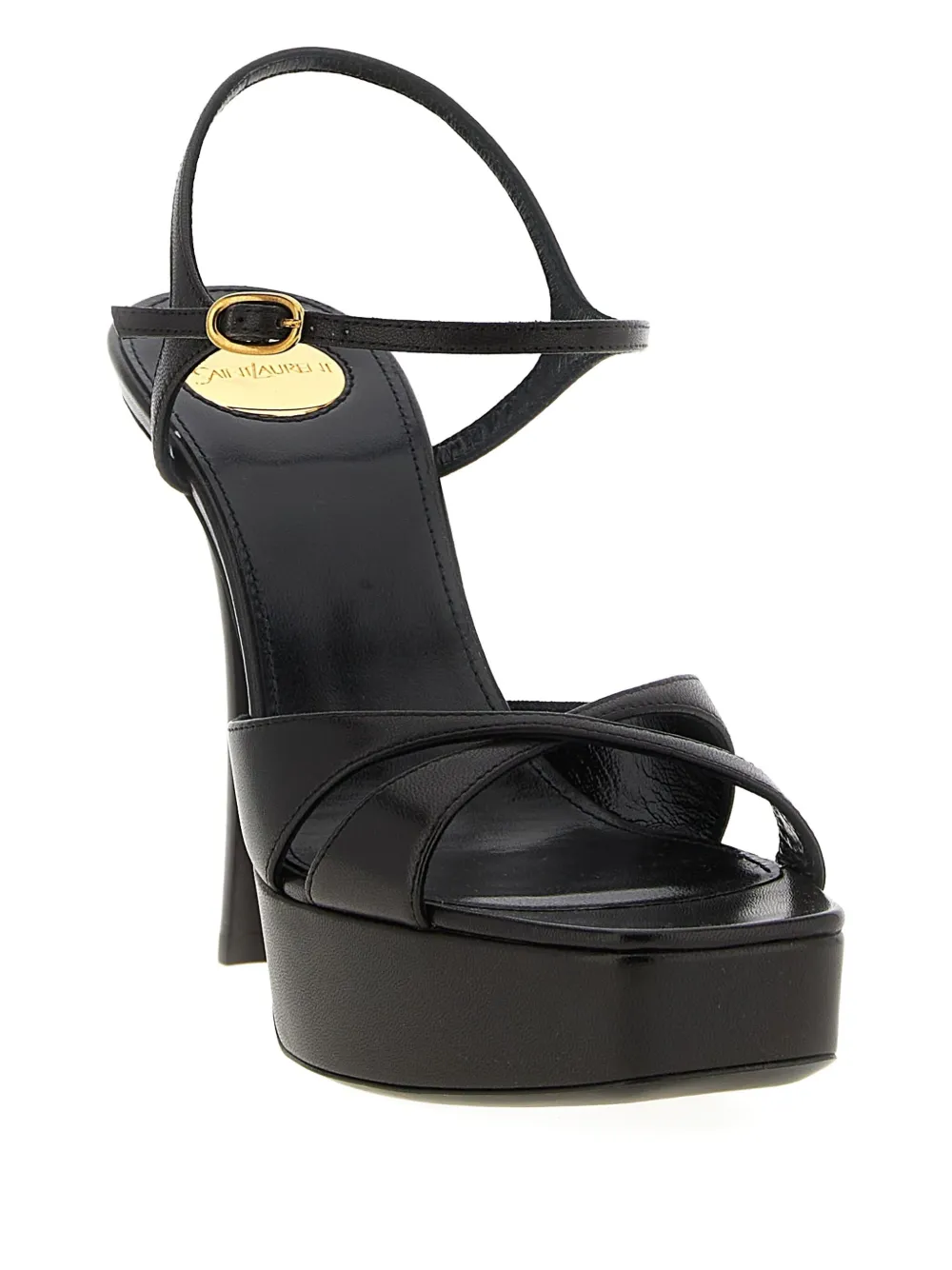 Saint Laurent Debbie 110 Leather Platform Sandals In Black