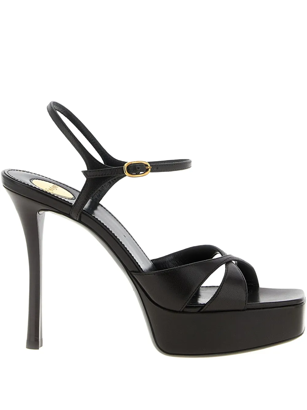 Saint Laurent Debbie 110 Leather Platform Sandals In Black
