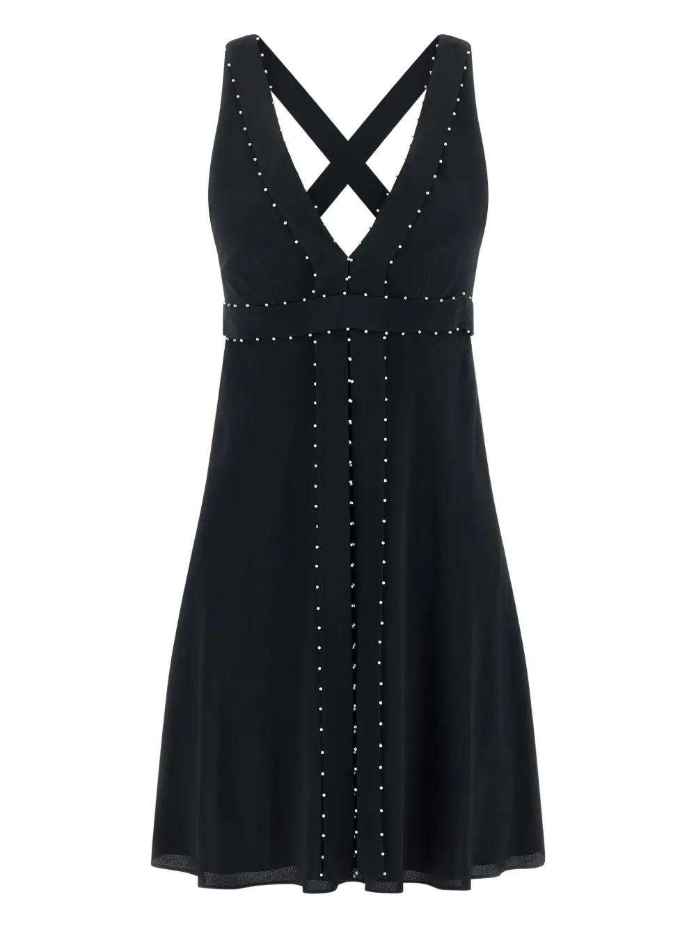 Giovanni Bedin Silk Blend Mini Dress With Pearl In Black