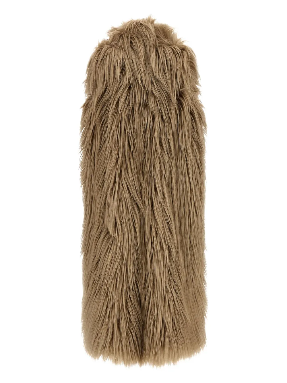 B&b Couture Long-haired Faux Fur Brown Vest In Robe Style In Brown