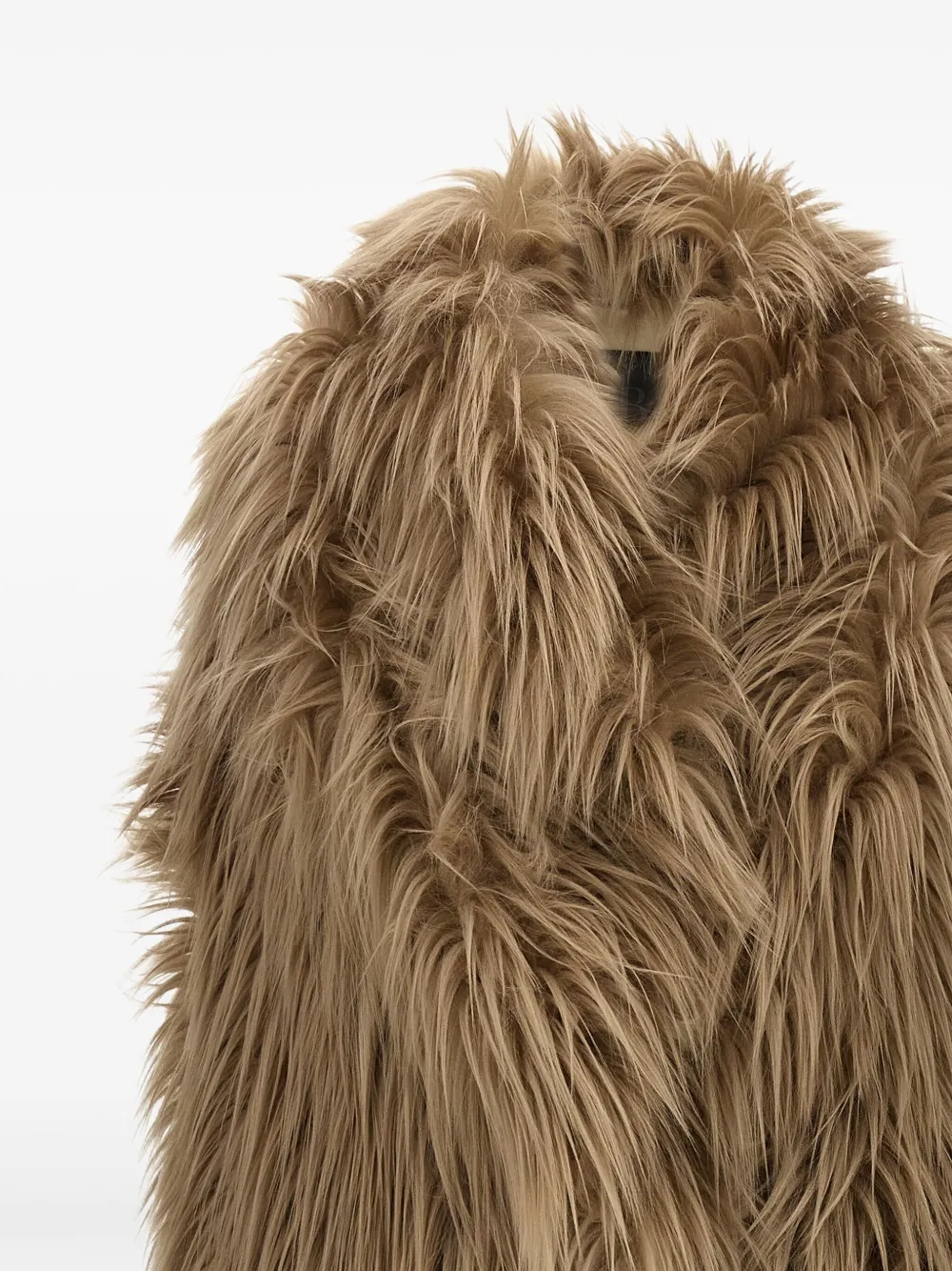 B&b Couture Long-haired Faux Fur Brown Vest In Robe Style In Brown