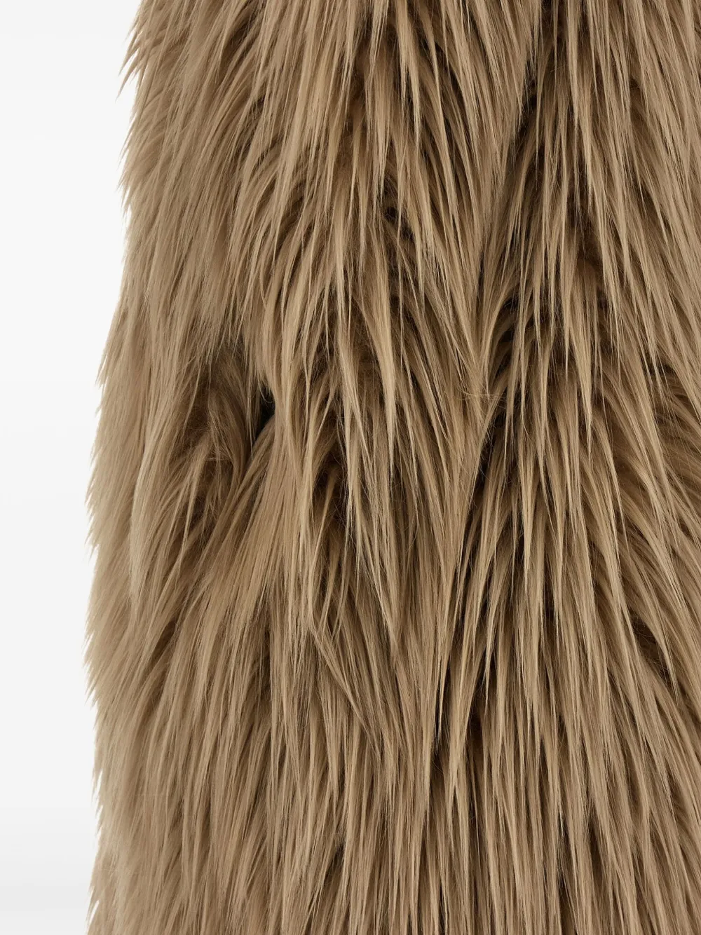 B&b Couture Long-haired Faux Fur Brown Vest In Robe Style In Brown