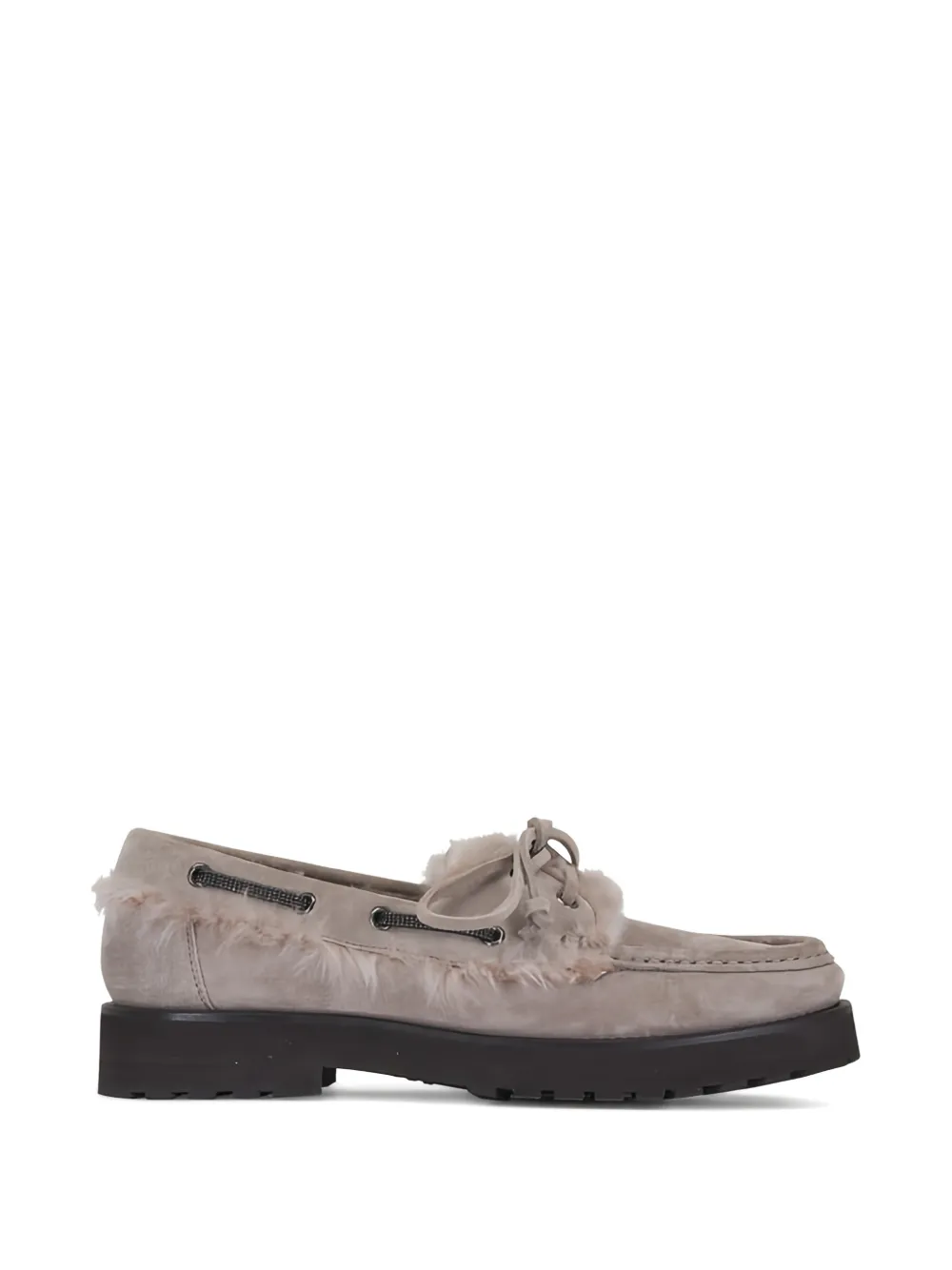 Brunello Cucinelli shearling-trimmed suede loafers - Grigio