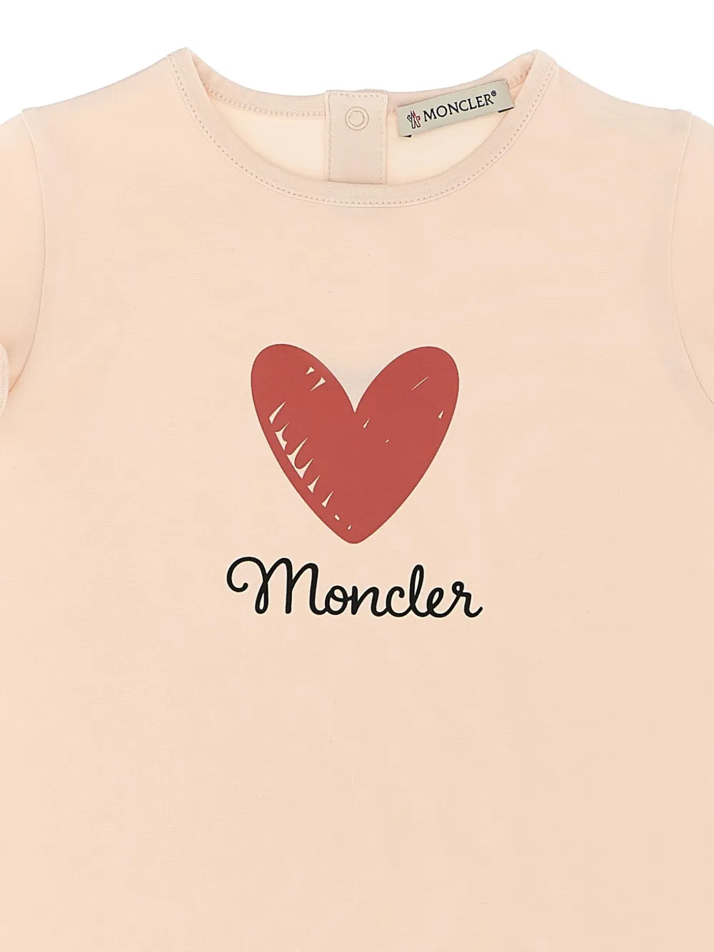 Moncler Enfant T-shirt met ruches en hartprint Roze