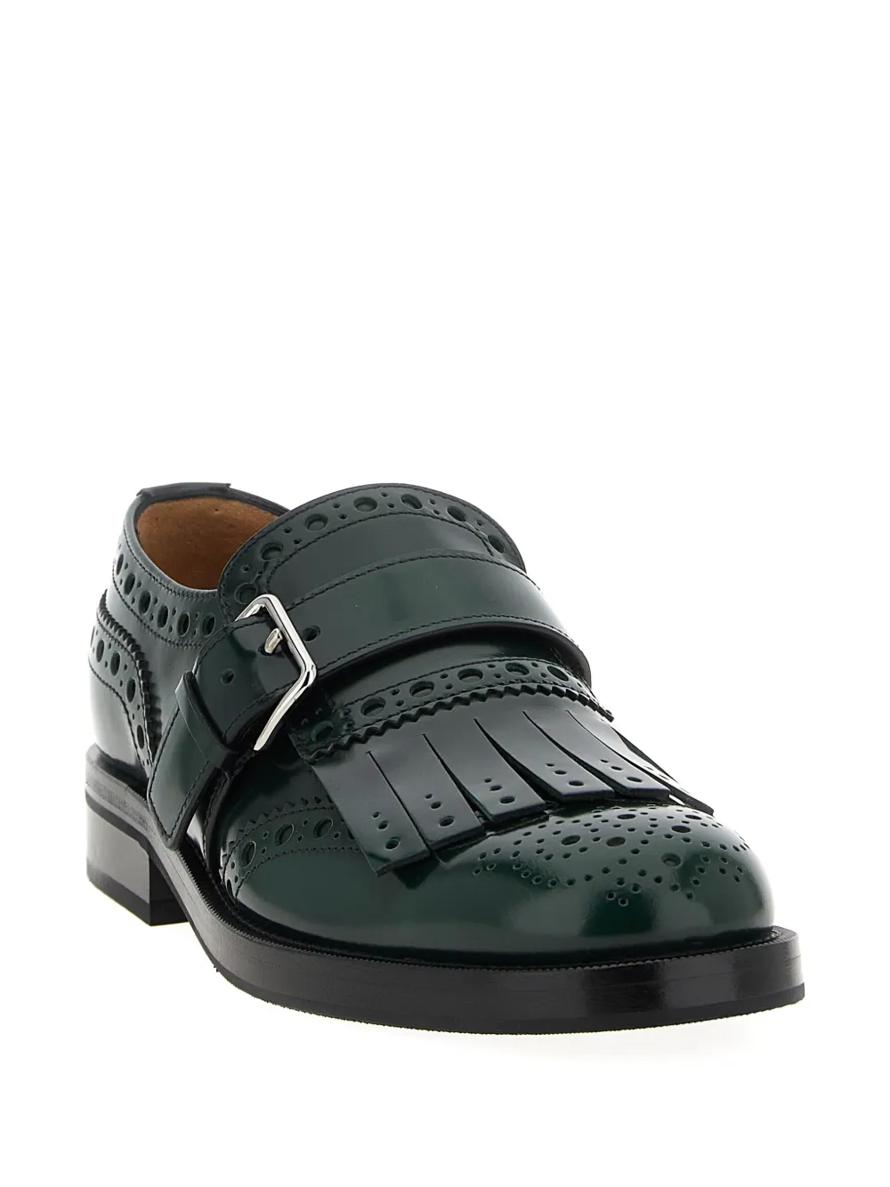 Church's Lace Up Shoes With Brogue And Fringe Detail In Green