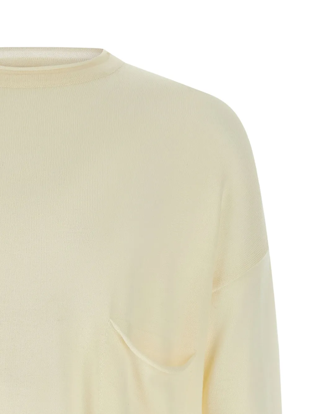 Ma'ry'ya Wool Sweater With Relaxed Fit And Chest Pocket In Neutral