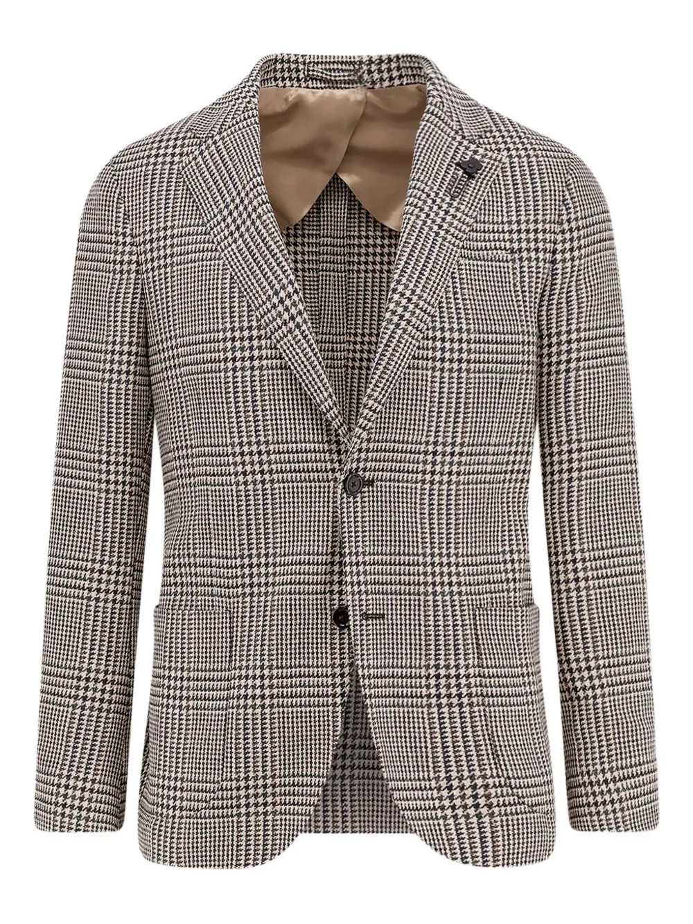Lardini checked single-breasted blazer | Neutrals | Image 1