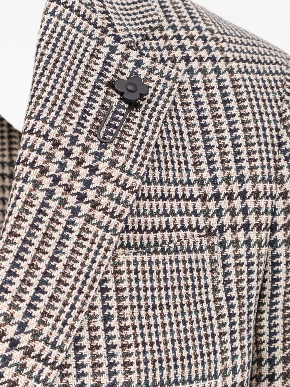 Lardini Houndstooth Wool And Silk-blend Blazer In Gray