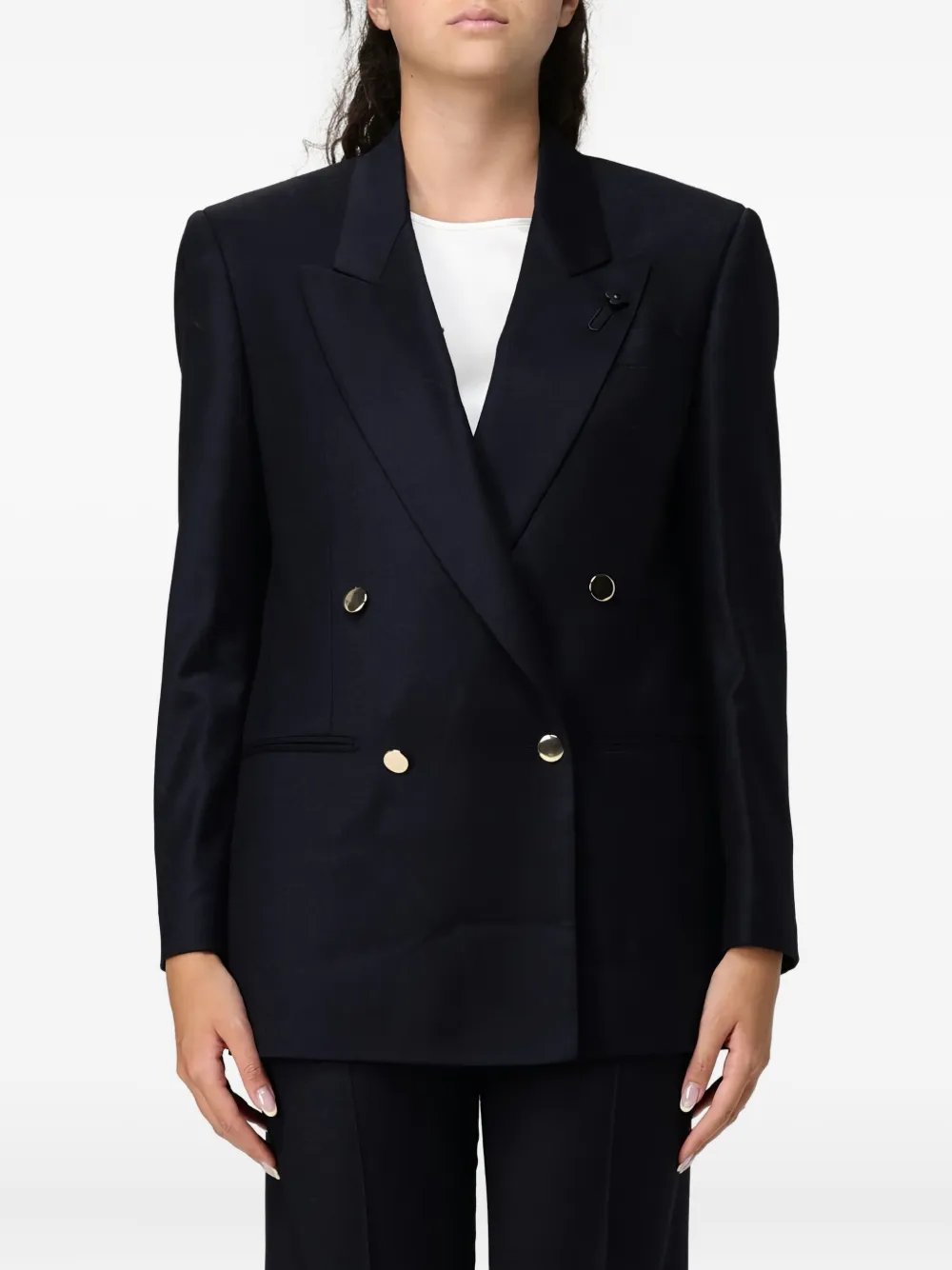 Lardini Double-breasted Jacket In Blue