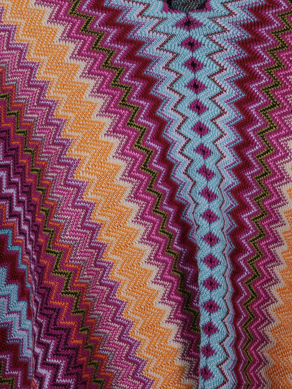 Missoni Chevron Fringed Poncho In Purple
