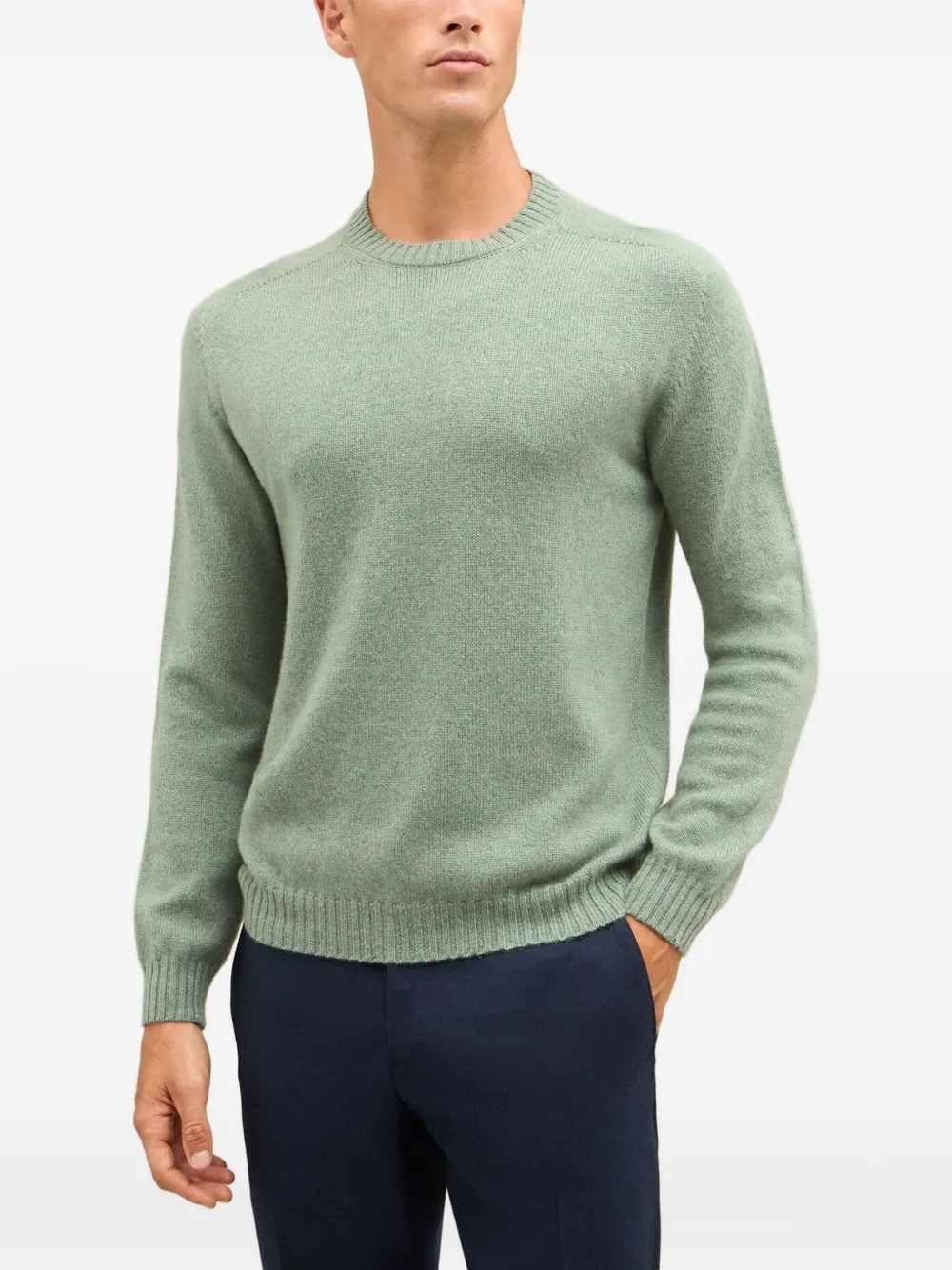 Boglioli Trui met ronde hals en lange mouwen Groen