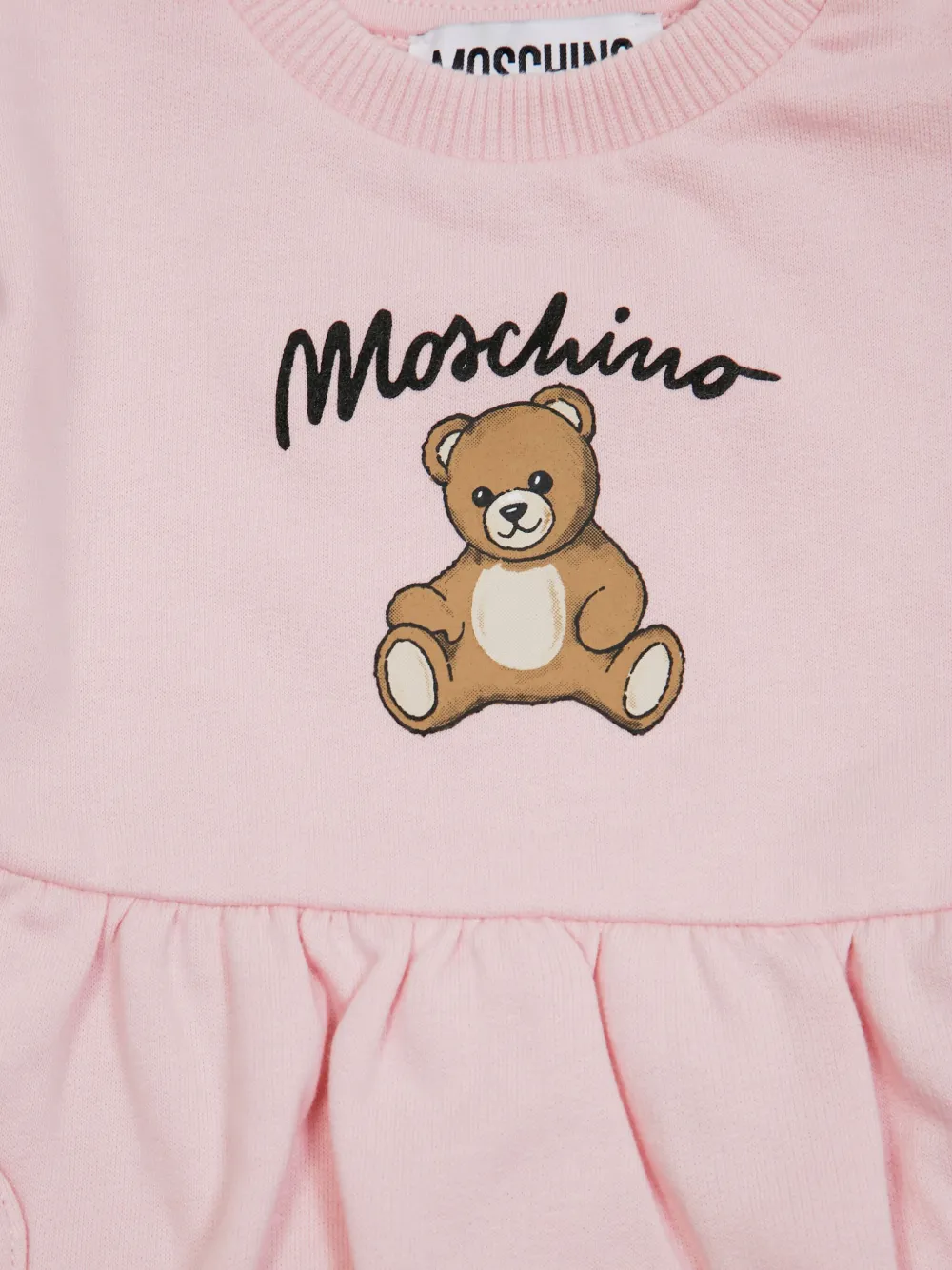 Moschino Kids Jurk met teddybeerprint Roze