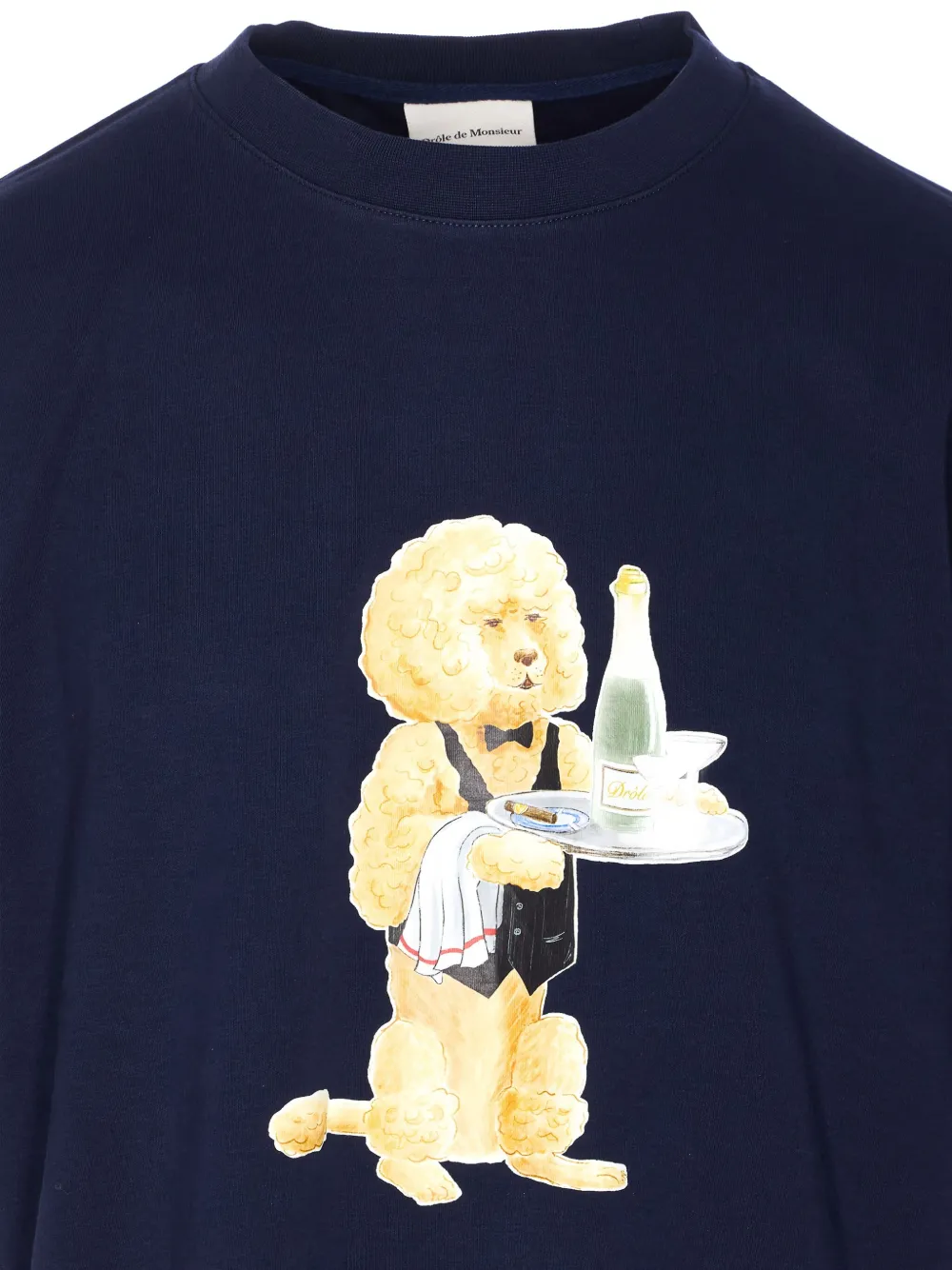 Drôle De Monsieur poodle print crew neck T-shirt Blauw