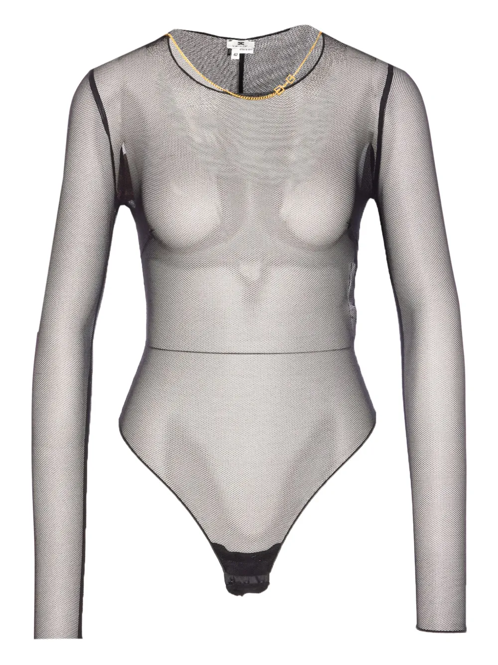 Elisabetta Franchi mesh long-sleeve bodysuit Zwart