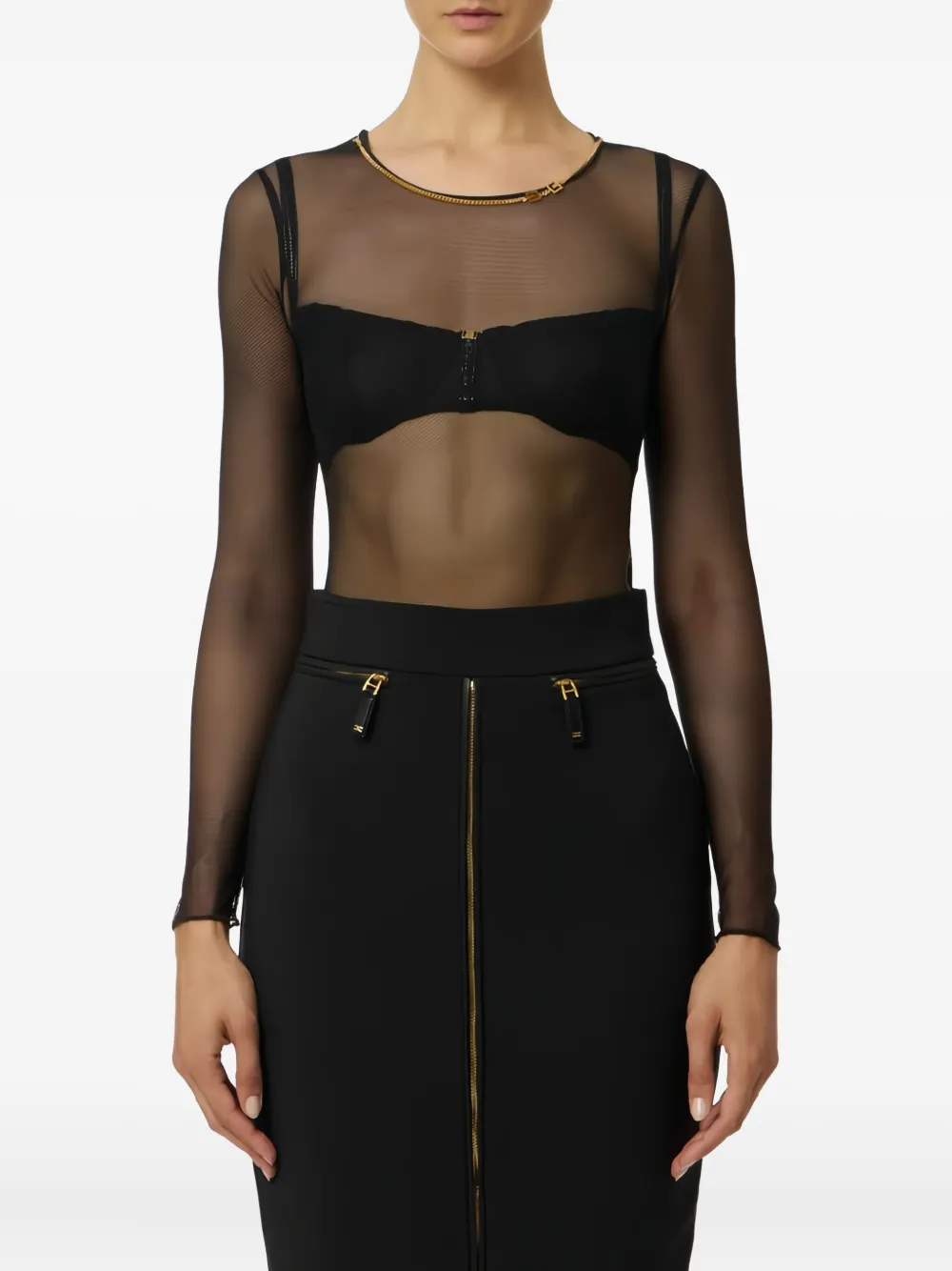 Elisabetta Franchi mesh long-sleeve bodysuit | T-Shirts & Jersey Shirts | Image 2