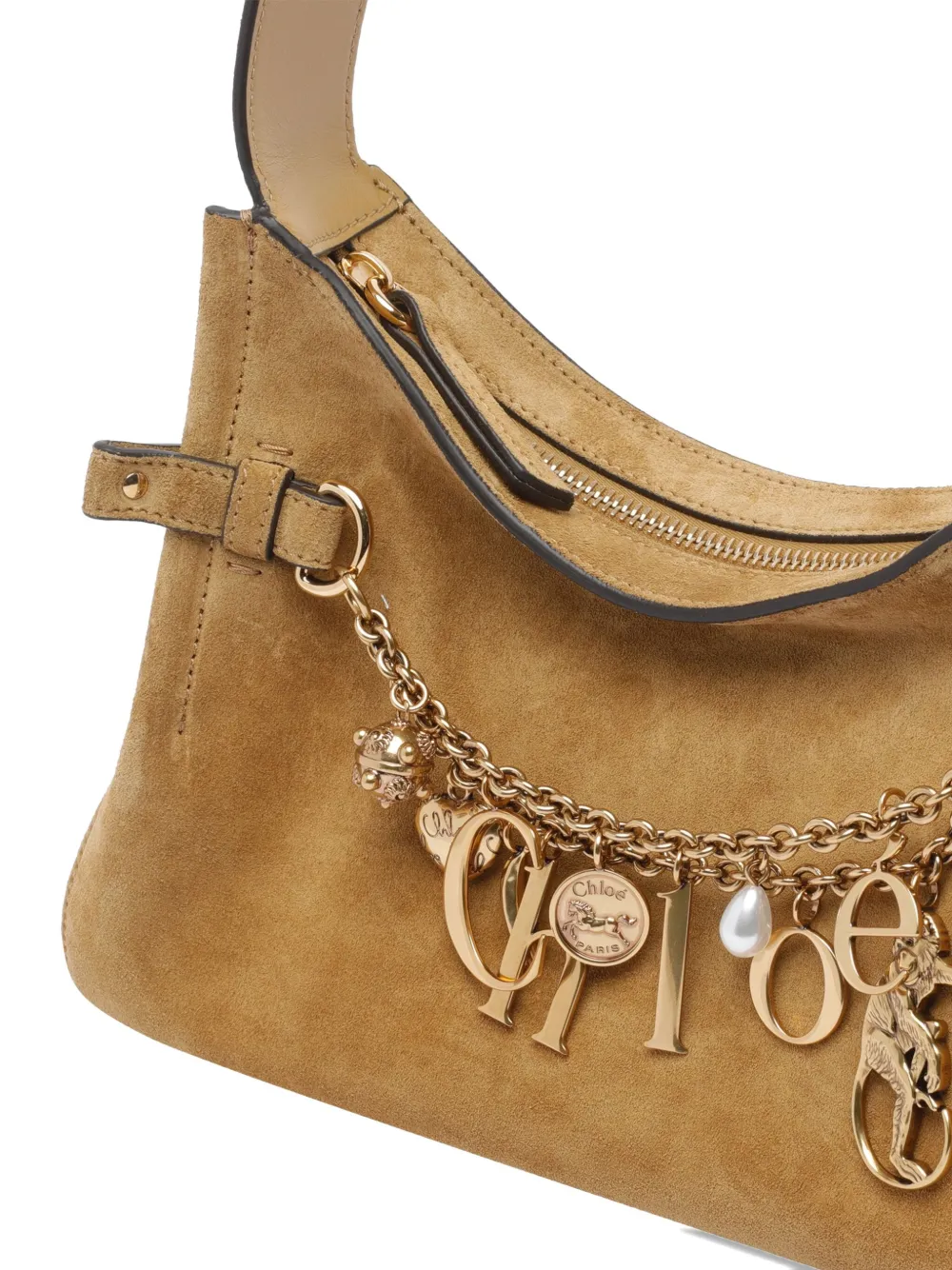 Chloé charms suede shoulder bag Bruin