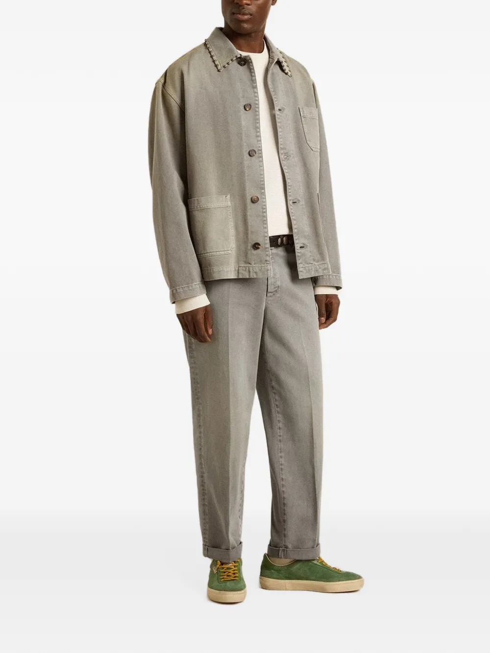 Golden Goose Katoenen broek met omgeslagen zoom Grijs