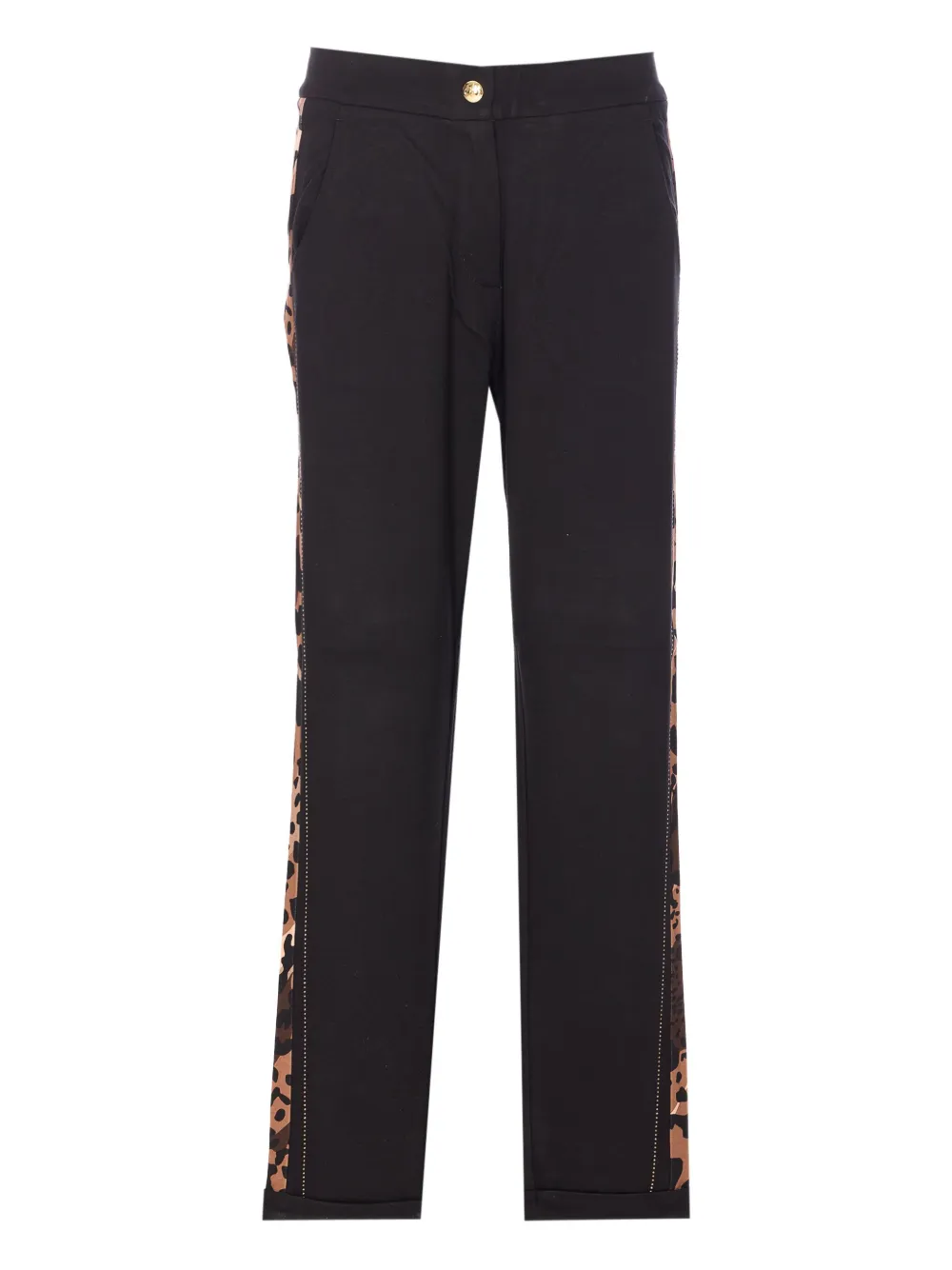 LIU JO leopard-print panelled straight trousers Zwart