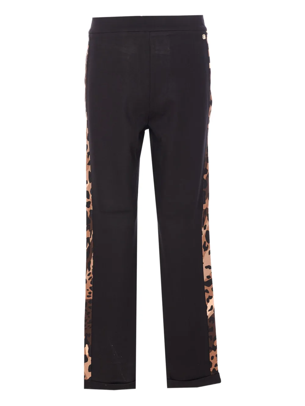 LIU JO leopard-print panelled straight trousers Zwart