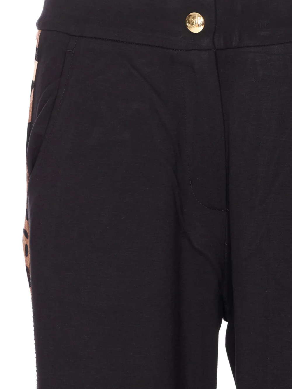 LIU JO leopard-print panelled straight trousers Zwart