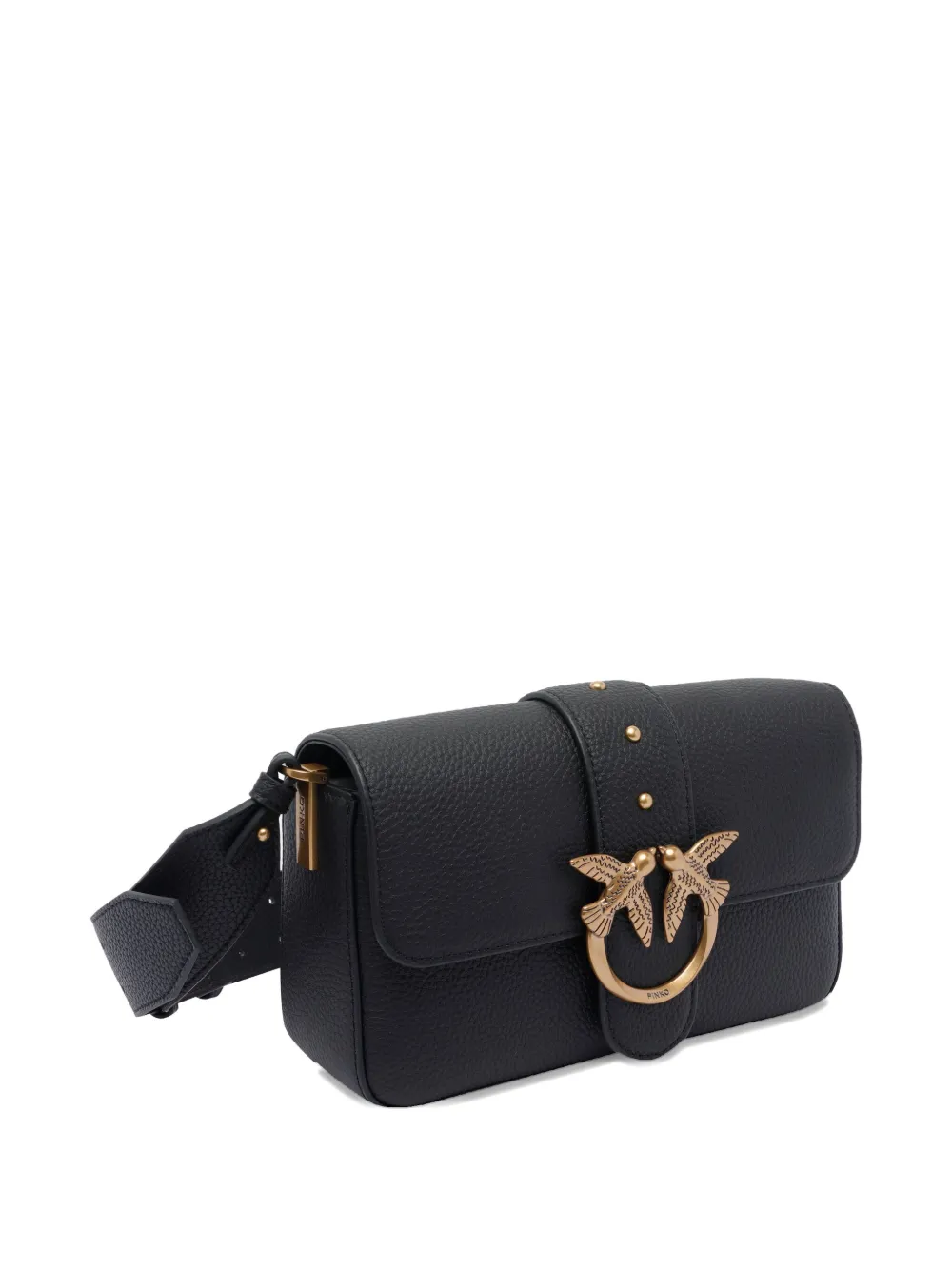 Pinko Love One Mini Slouchy Leather Shoulder Bag In Black