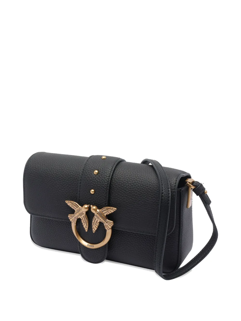 Pinko Love One Mini Slouchy Leather Shoulder Bag In Black