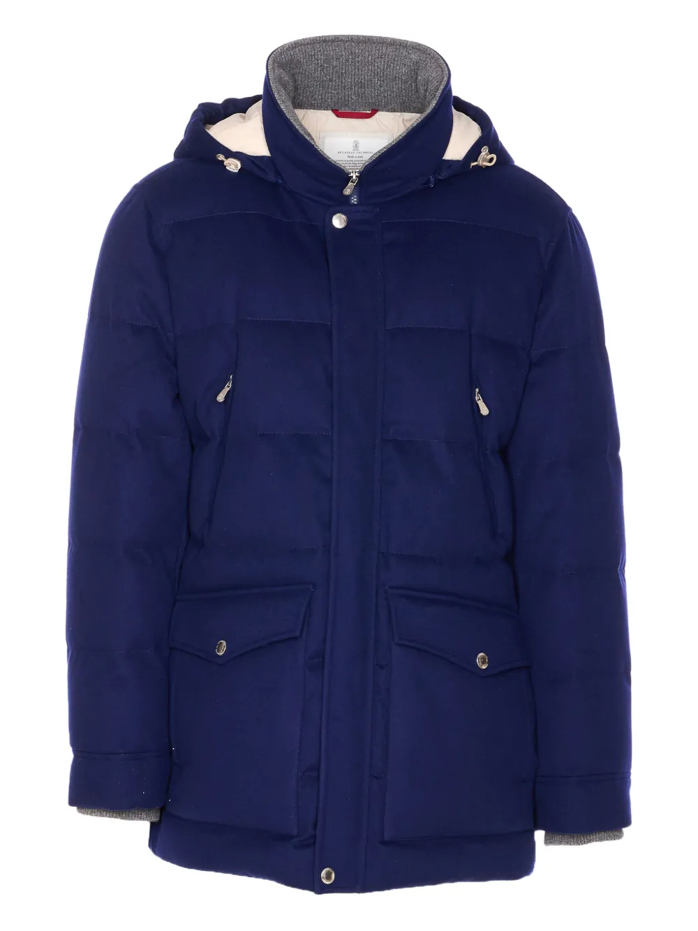 Brunello Cucinelli hood puffer jacket Blauw