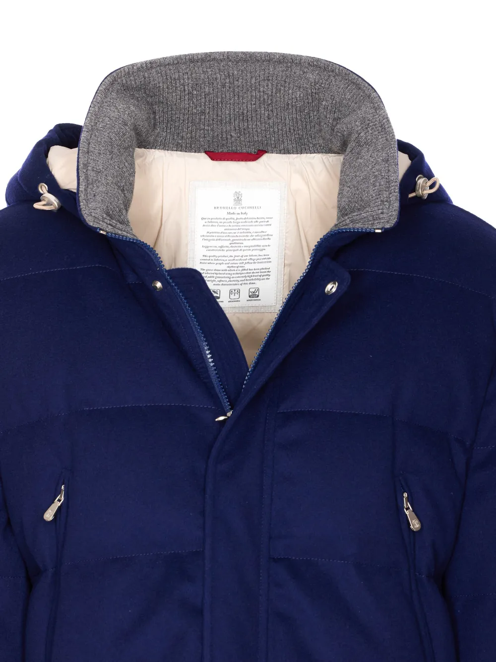 Brunello Cucinelli hood puffer jacket Blauw
