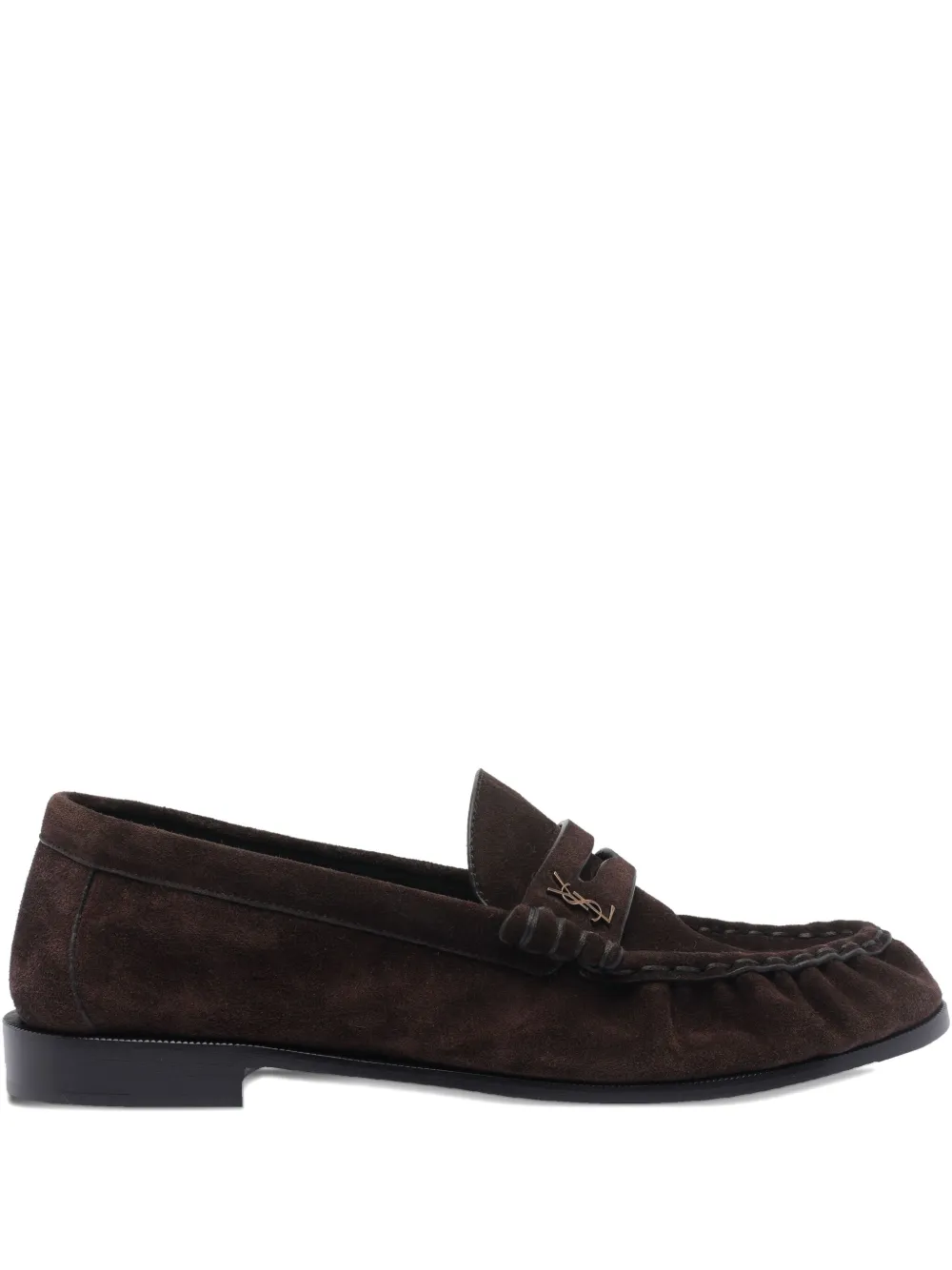 Saint Laurent logo-detail suede loafers | Brown | Image 1