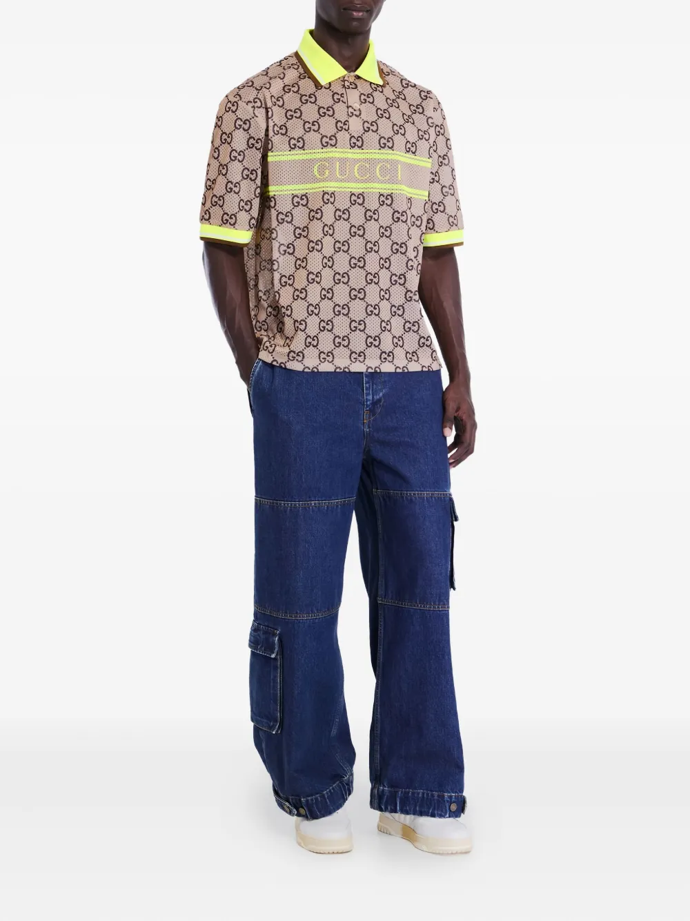 Gucci Poloshirt met GG-patroon Beige