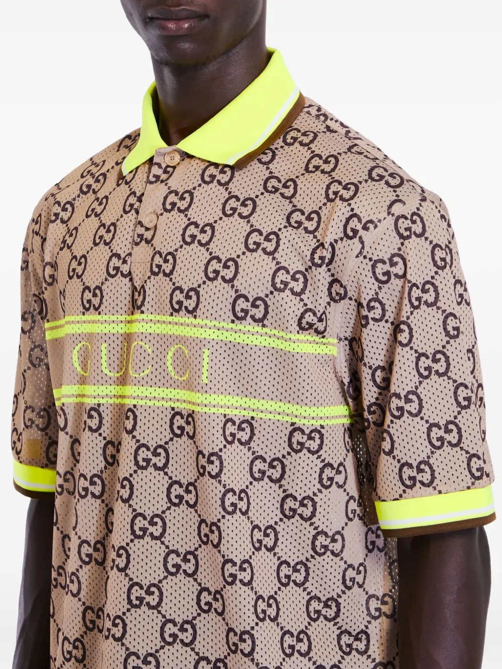 Gucci Poloshirt met GG-patroon Beige