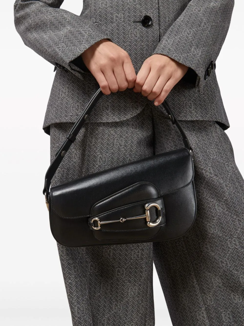 Gucci Schoudertas met horsebit detail Zwart